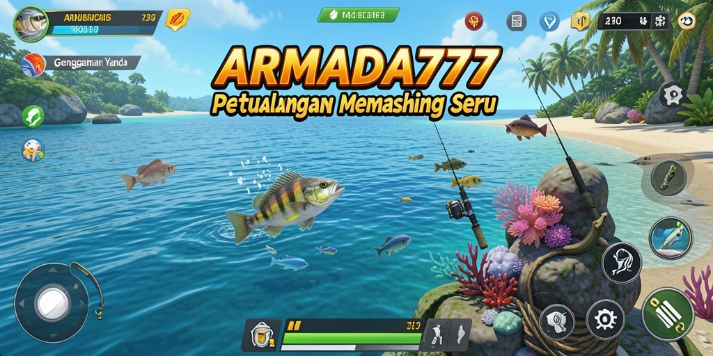 Screenshot gameplay ARMADA777 menunjukkan berbagai ikan yang menunggu untuk ditangkap.