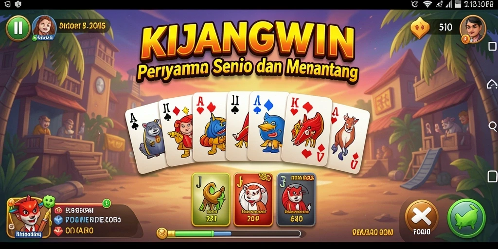Screenshot gameplay KIJANGWIN yang menunjukkan serunya permainan domino.
