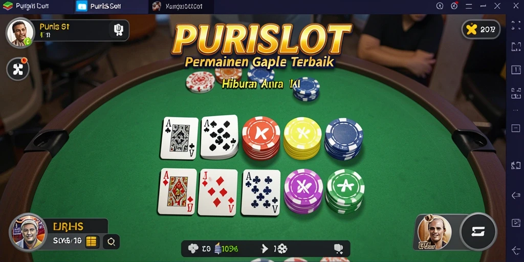 Screenshot utama PURISLOT menampilkan gameplay Gaple yang seru.