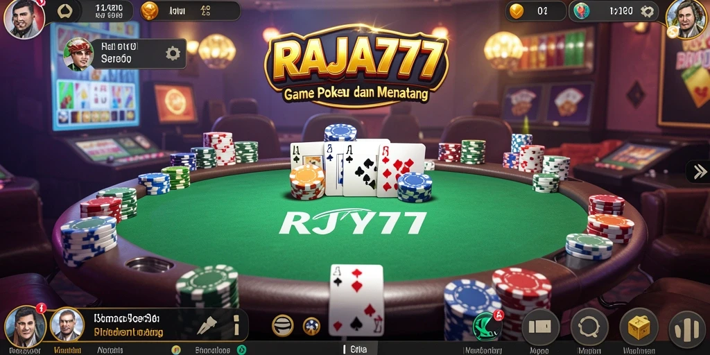Gameplay Poker seru di RAJA777 dengan antarmuka menarik.